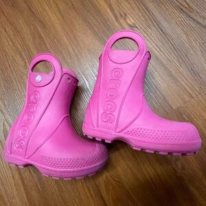 CROCS Kids Vibrant Pink Rain Boots